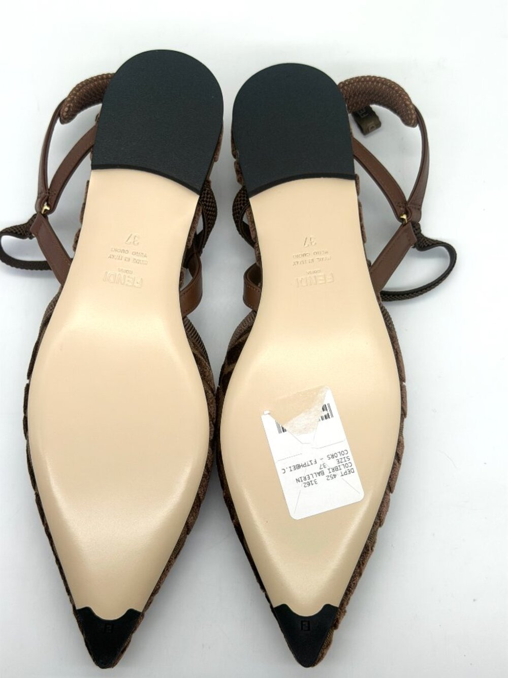FENDI Colibri Lite FF Tapestry Logo Velvet Flat Slingback Sandals Shoes - Picture 14 of 16